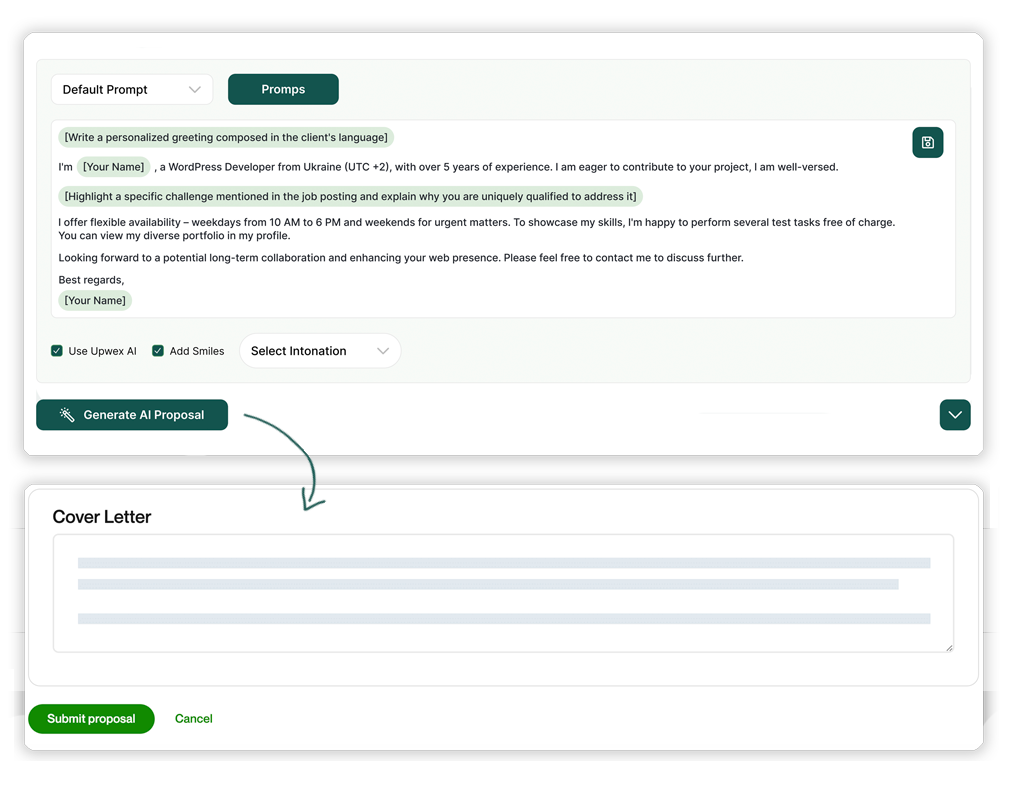 Upwork AI Job Assistant from Upwex vs. Upwork UMA: 5 Key Reasons Why Upwex is the Better Choice 4 AI-Proposal-Generator_x2